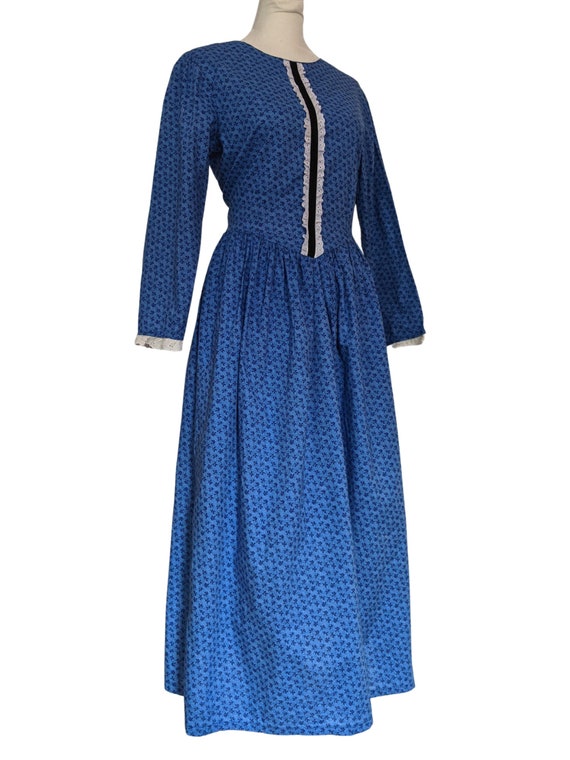 70s Cottage Core Blue Prairie Dress Handmade