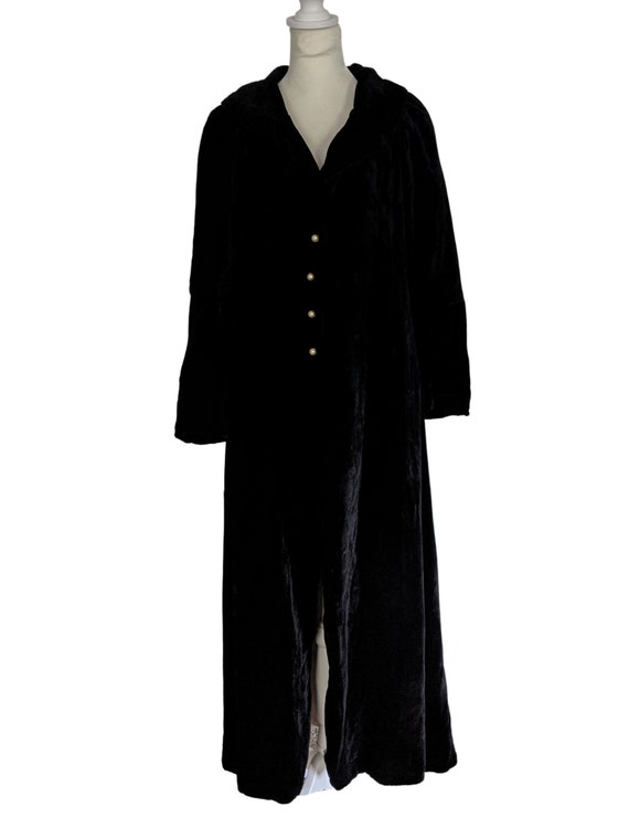 30s Velvet Opera Coat Black Velvet Pearl Button 1… - image 4