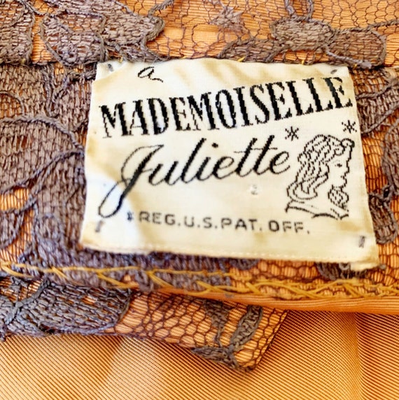 50s Mademoiselle Juliette Copper Brown Lace Rhine… - image 6