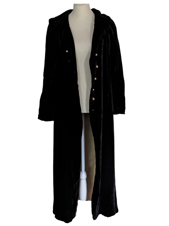 30s Velvet Opera Coat Black Velvet Pearl Button 1… - image 3