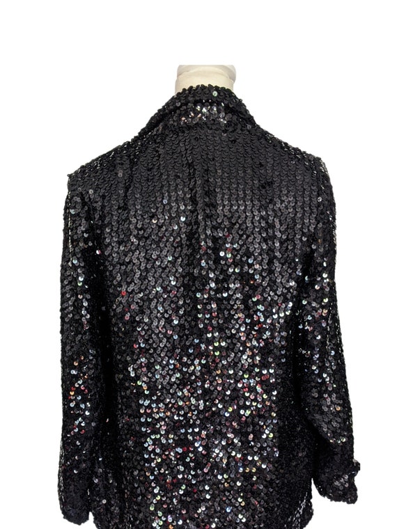 70s Sequin Killer Blazer Black Disco Blazer Club … - image 4