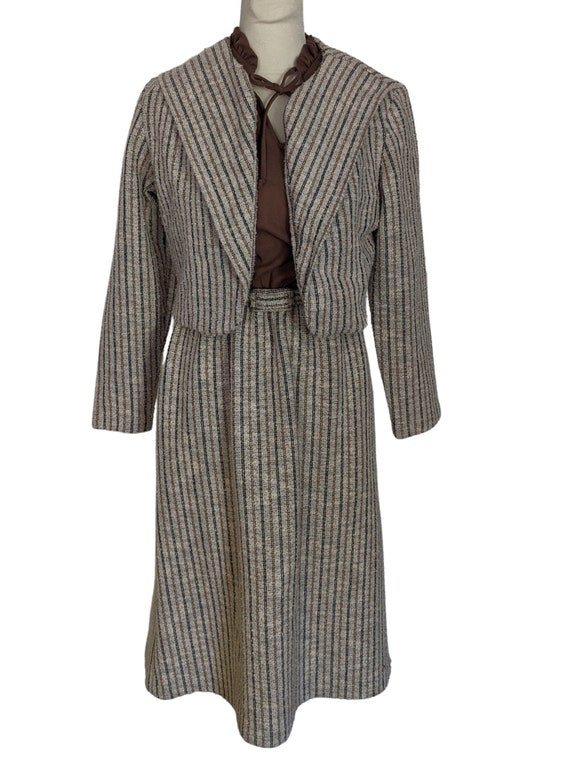 70s Union Made 3pc Suit Set Dress Belt Cropped Ja… - image 3