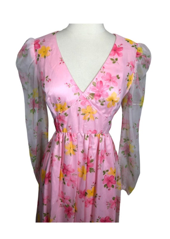 70s Floral Maxi Dress Vintage Garden Dress - image 2