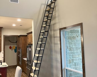 10ft Retractable Loft Ladder - Steel & Wood- Fully Finished - Custom Made
