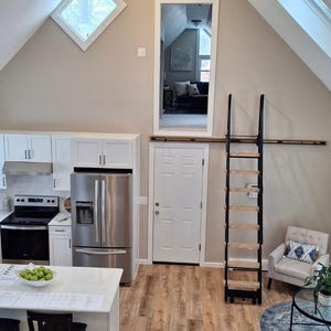 10ft Sliding Loft Ladder - Retractable In/Out - Steel & Wood - Fully Finished