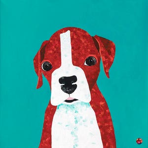 Boxer dog art, dog art, animal art, dog art prints, Boxer dog print, Boxer dog pup, Bruce the Boxer Dog Pup, contemporary animal art, giclee image 1