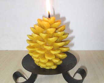 Beeswax candle large pine cone