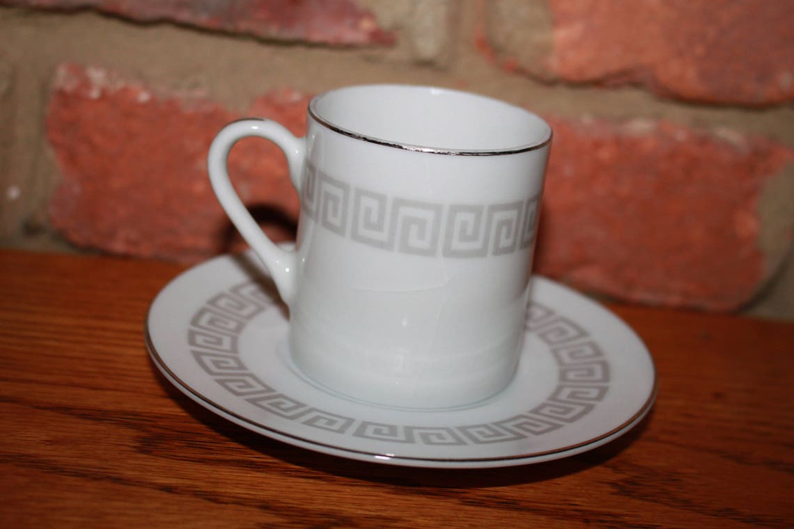 Q11 Demitasse Set Flat Bottom Cup and Saucer Platinum Trim Etsy