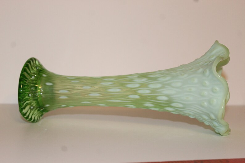 Northwood Tree Trunk Green Opalescent Swung Vase EAPG Etsy