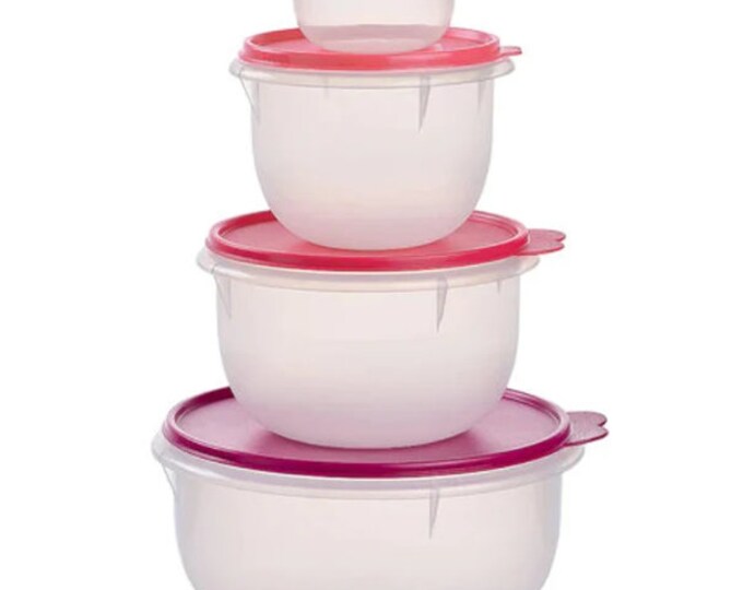 TUPPERWARE Bowl Set 4 Bowls With Lids Mixing Bowls Textured Interiors