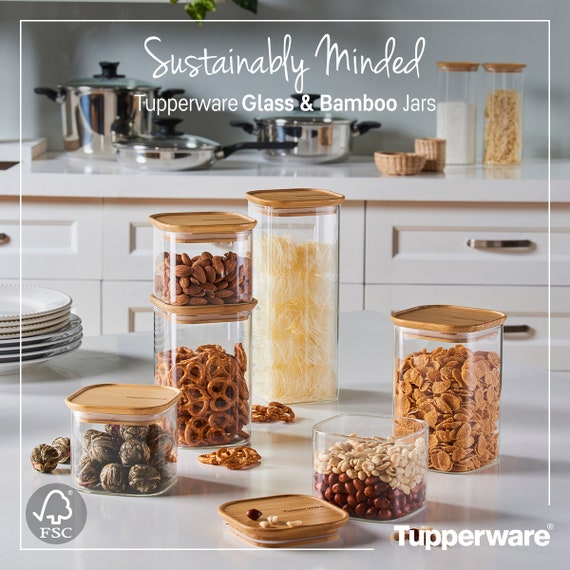 Glass Bamboo Tupperware Set (4)