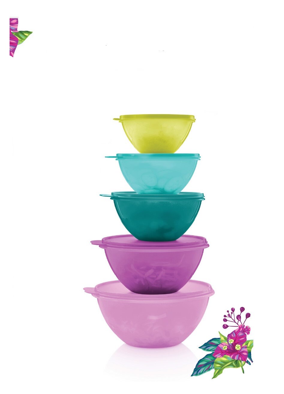 Tupperware Classic Wonderlier Mixing All Purpose Bowl Set of 5 Spring Color  New