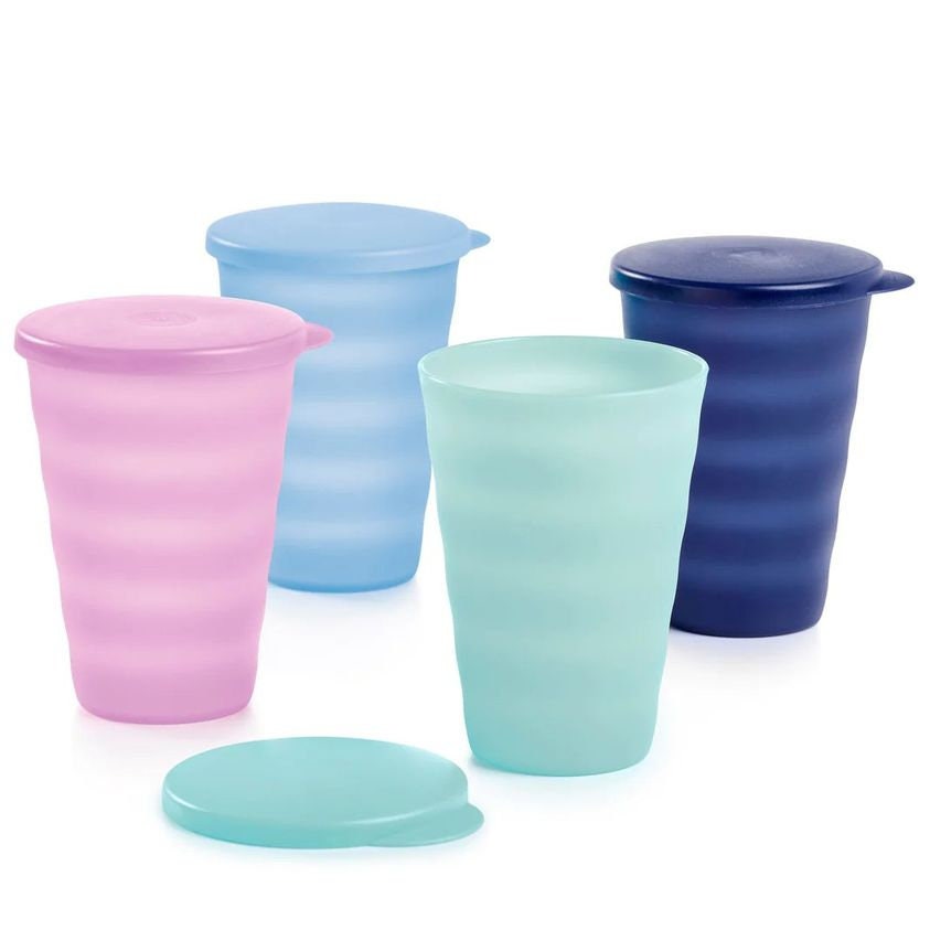 Tupperware Tumblers 16 oz Straight Side Solid Pastel Colors Blue, Pink,  Yellow, Rose