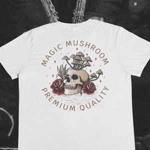 Unisex Skull And Roses T-Shirt Vintage Tattoo Design Streetwear Luxury Top Mystic Cult Black Magic Gothic