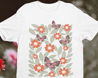 Flower t-shirt / Gift for her / Women trendy tshirt / Spring concept / Wild meadow flower nature tee / Floral Tee / Gardener Botanical Shirt