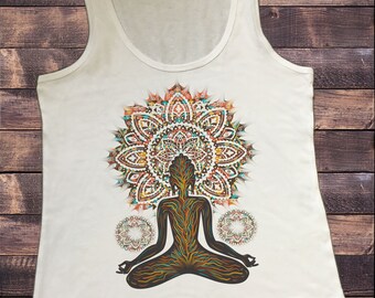 Women's Vest Aztec Yoga Top Buddha Chakra Meditation Zen Print JTK1753