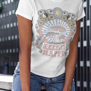 Zen Hippie T Shirt, Flower Power Shirt, Retro 70s Aesthetic Tee, 60s Shirt, 70s Style Clothing, Retro Summer Hippie Shirt, Gift for Her image 5