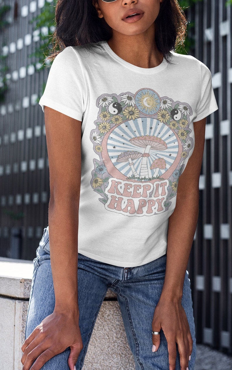 Zen Hippie T Shirt, Flower Power Shirt, Retro 70s Aesthetic Tee, 60s Shirt, 70s Style Clothing, Retro Summer Hippie Shirt, Gift for Her image 5