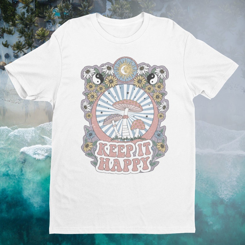 Zen Hippie T Shirt, Flower Power Shirt, Retro 70s Aesthetic Tee, 60s Shirt, 70s Style Clothing, Retro Summer Hippie Shirt, Gift for Her image 1