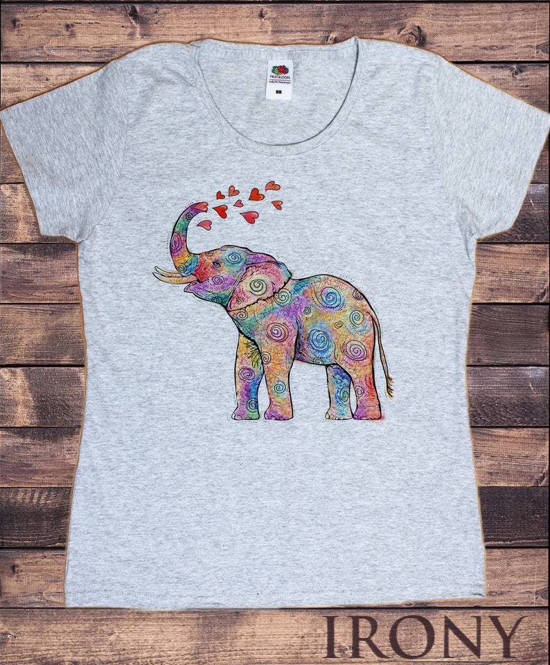 Womens White TShirt Elephant Ethnic Decorative Print TS2012 Etsy