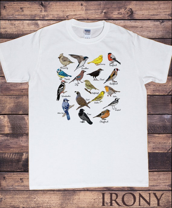Mens White T-shirt British Birds Indie Shirt Bird Watching | Etsy