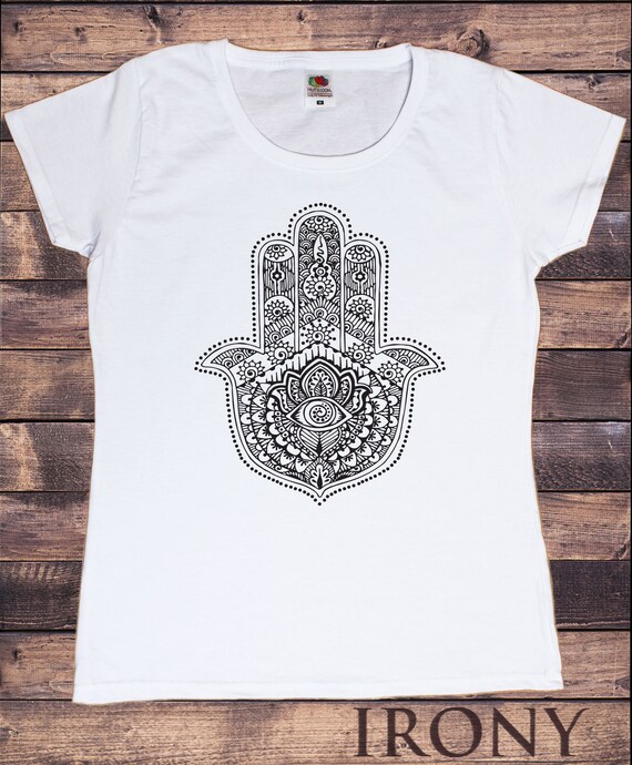 Women/'s Jersey Vest Top Fatima Hand Ethnic Graphical Print TS1560