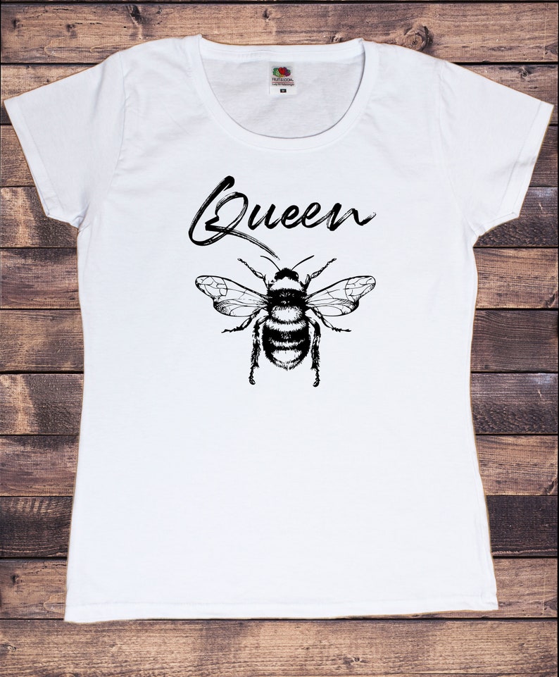 Women's T-shirt Bumble Bee Queen Slogan Insect Flies Print | Etsy