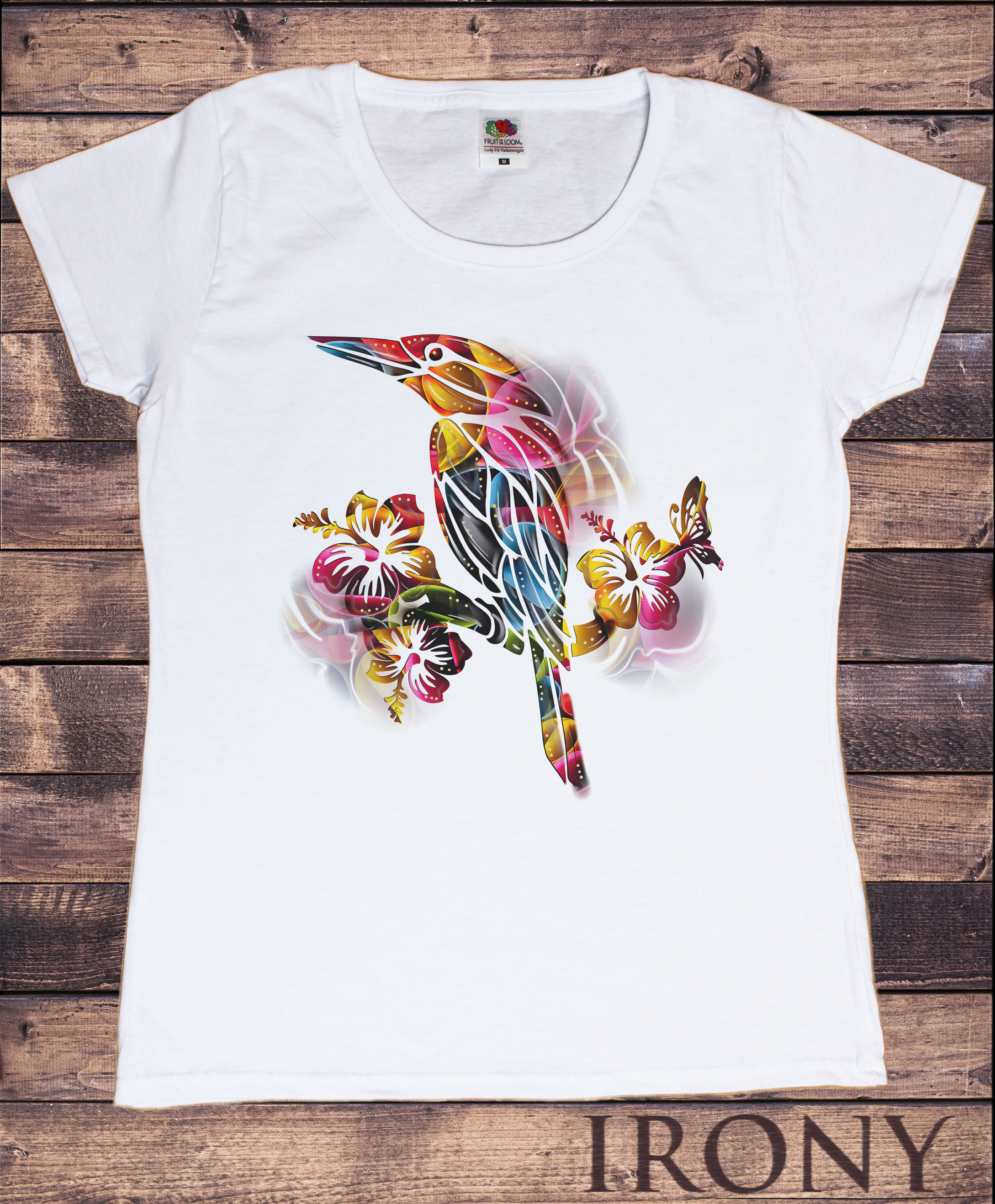 Naomi | Women's Cute Flower Leaf Bird Art Print Shirt main image 0