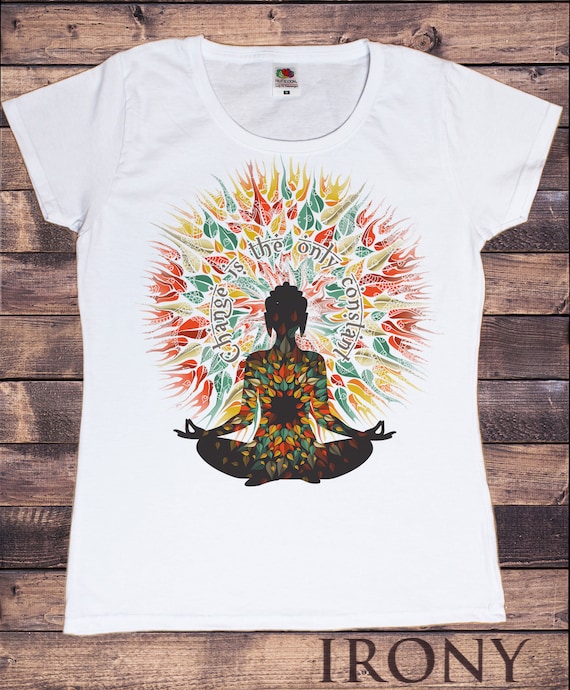 Women's White T-Shirt Yoga Chakra Meditation Peace Spirit India Om Print  TS569