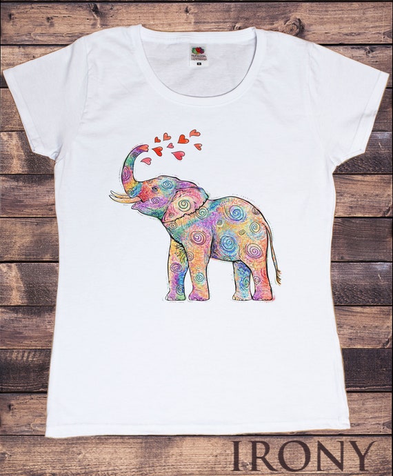African Colorful Elephant T-Shirt Animal Print For Women African Colorful Elephant T-Shirt Animal Print For Women