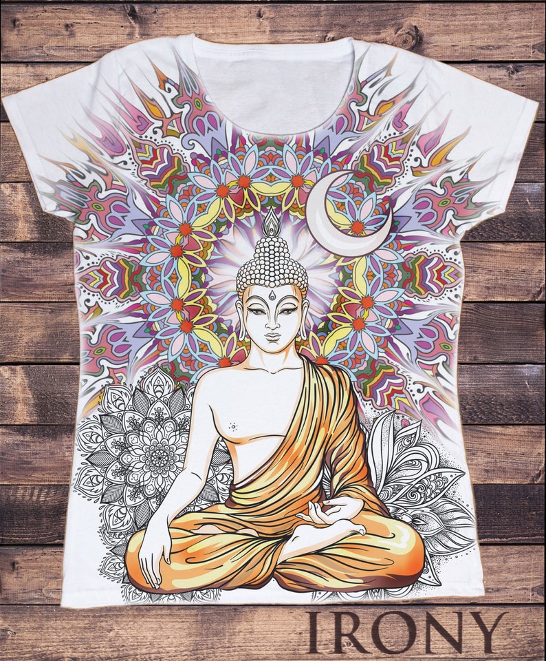 Women S White T Shirt Buddha Chakra Meditation Sublimation Etsy - 