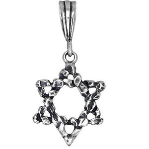 Sterling Silver Star of David Pendant Necklace 1.25 Inches 1.7 Grams with Antique Oxidized Finish and 18 Inch Chain