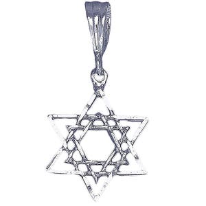 Sterling Silver Star of David Pendant Necklace 1.3 Inches 1.5 Grams with Diamond Cut Finish and 18 Inch Chain