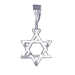 Sterling Silver Star of David Pendant Necklace 1.6 Inches 1.5 Grams with Diamond Cut Finish and 18 Inch Chain