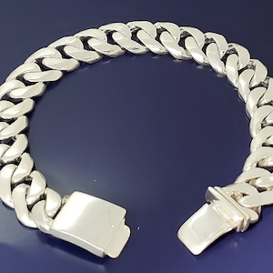 14 mm Heavy Solid Sterling Silver Miami Cuban Link Curb Bracelet Handmade in USA with Custom Handmade Box Lock Sizes 7, 7.5, 8, 8.5, 9, 9.5