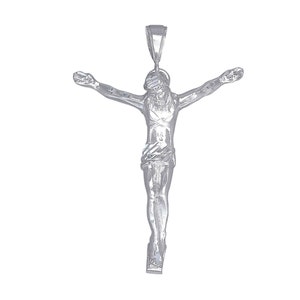 Sterling Silver Jesus Christ Pendant Necklace with Diamond Cut Finish and 24 Inch Chain
