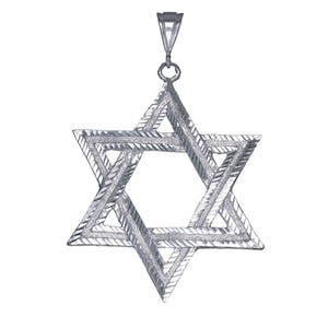 Huge Heavy Sterling Silver Star of David Pendant Necklace 3.5 Inches 25 Grams with Diamond Cut Finish and 24 Inch Chain