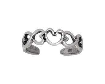 Sterling Silver Double Rope Lines Design Toe Ring Adjustable SizeMade In USA