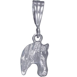 Sterling Silver Horse Charm Pendant Necklace 1 Inch 2.8 Grams with Diamond Cut Finish and 18 Inch Rolo Chain