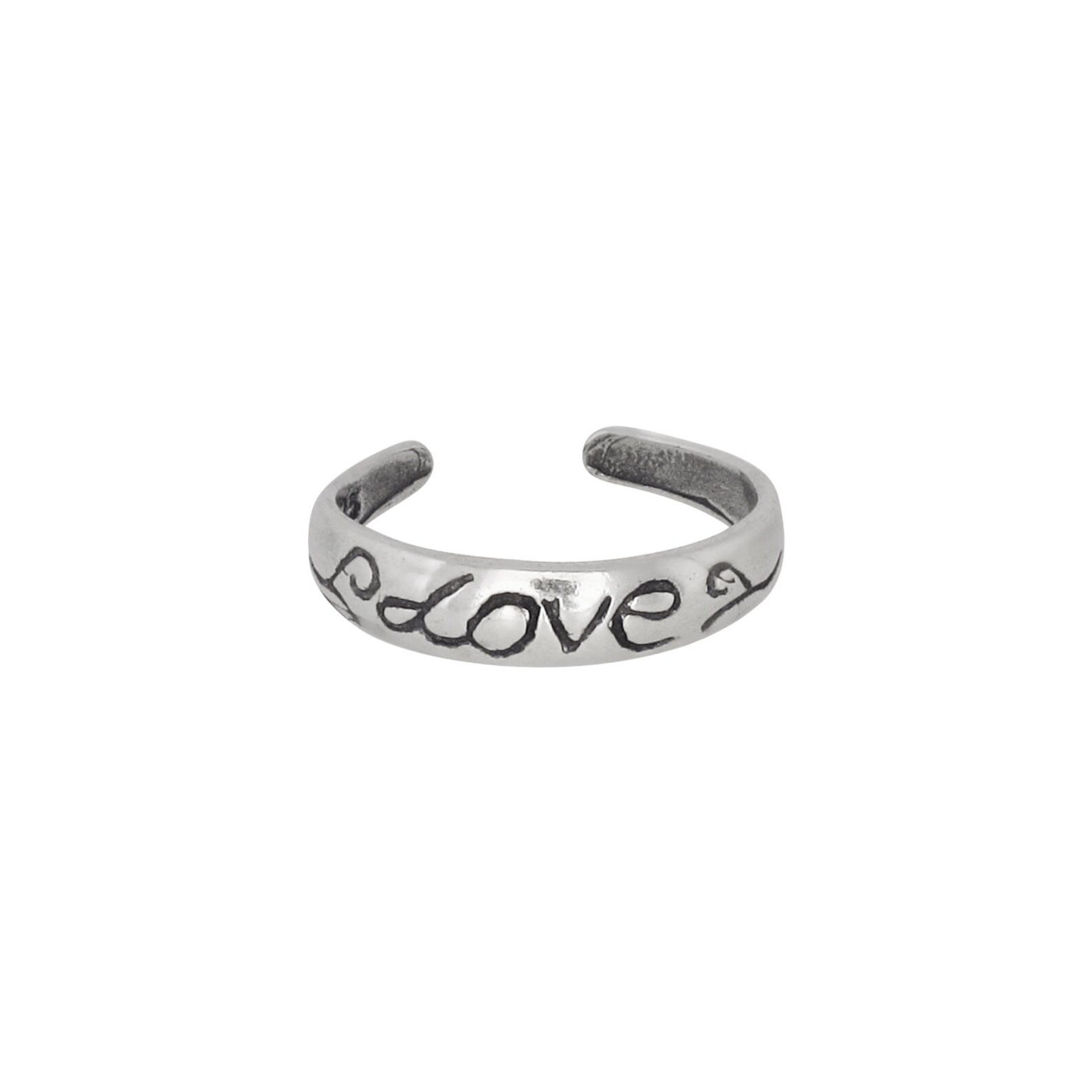 Sterling Silver .925 Love Engraved Toe Ring Adjustable Size Etsy
