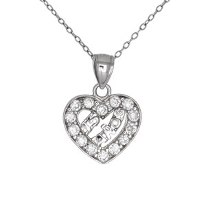 Sterling Silber 925 Sweet 15 Anos Geburtstag Quinceanera, Herz, Cubic Zirkonia (CZ) Steine, Halskette Charm Anhänger | Hergestellt in USA