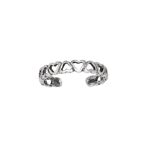 Sterling Silver .925 Multiple Hearts Toe Ring adjustable size | Made In USA