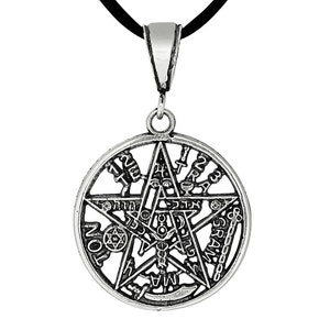 Sterling Silver .925 Tetragrammaton Pentagram Pagan Wiccan Charm Pendant, Oxidized | Made in USA