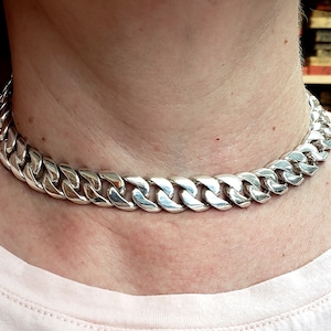 Handmade Solid Sterling Silver 13 mm Miami Cuban Choker Necklace Made in USA Sizes 14 15 16 17 18 inches