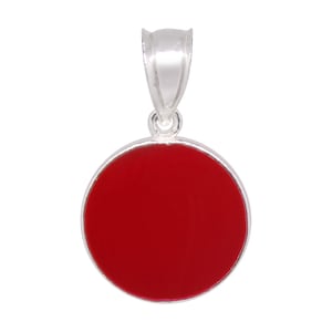 Enamel Pendant Sterling Silver 925 Round Red White Blue Yellow Orange Light Blue Green Black