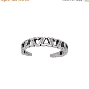 Sale Sterling Silver .925 Hearts Design Toe Ring adjustable size | Made In USA