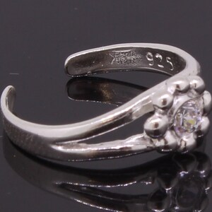 Flower Toe Ring Sterling Silver 925 With CZ Round Stone - Etsy