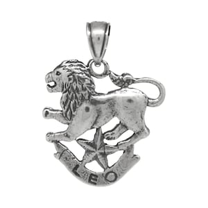 Leo Zodiac Sign Sterling Silver 925 Pendant Charm Handmade Oxidized Made In USA
