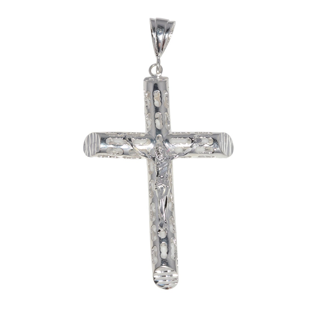 Sterling Silver .925 Crucifix Tube Cross Charm Pendant Necklace | Made ...