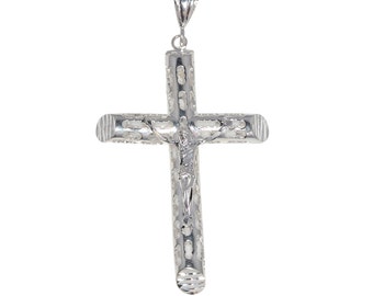 Sterling Silver .925 Crucifix Tube Cross Charm Pendant Necklace | Made in USA